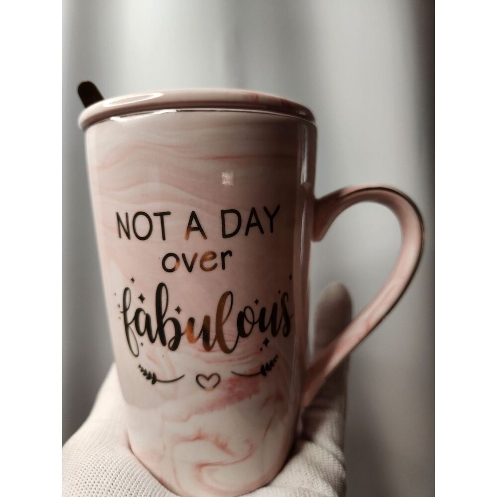 Not a day over fabulous Mug with Lid + Spoon